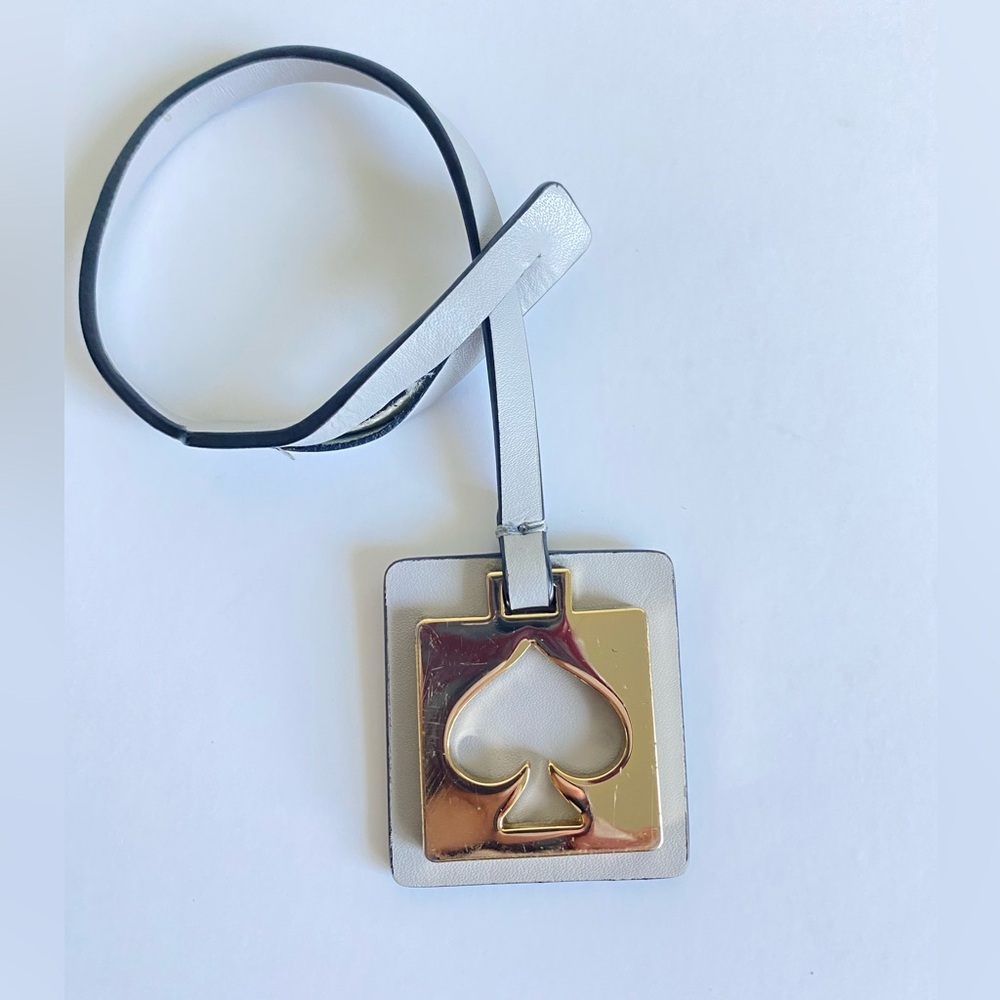 Kate Spade Vintage Leather Keychain Charm Goldtone